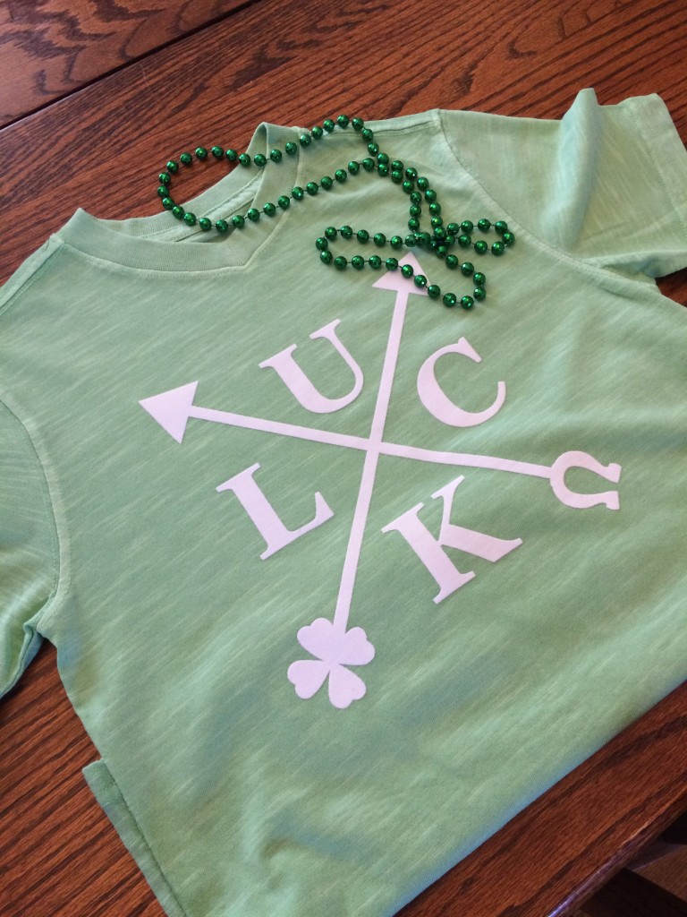 Luck T-Shirt - use criss cross arrow design to make a themed shirt for St. Patrick's Day or showcase your favorite four letter word!