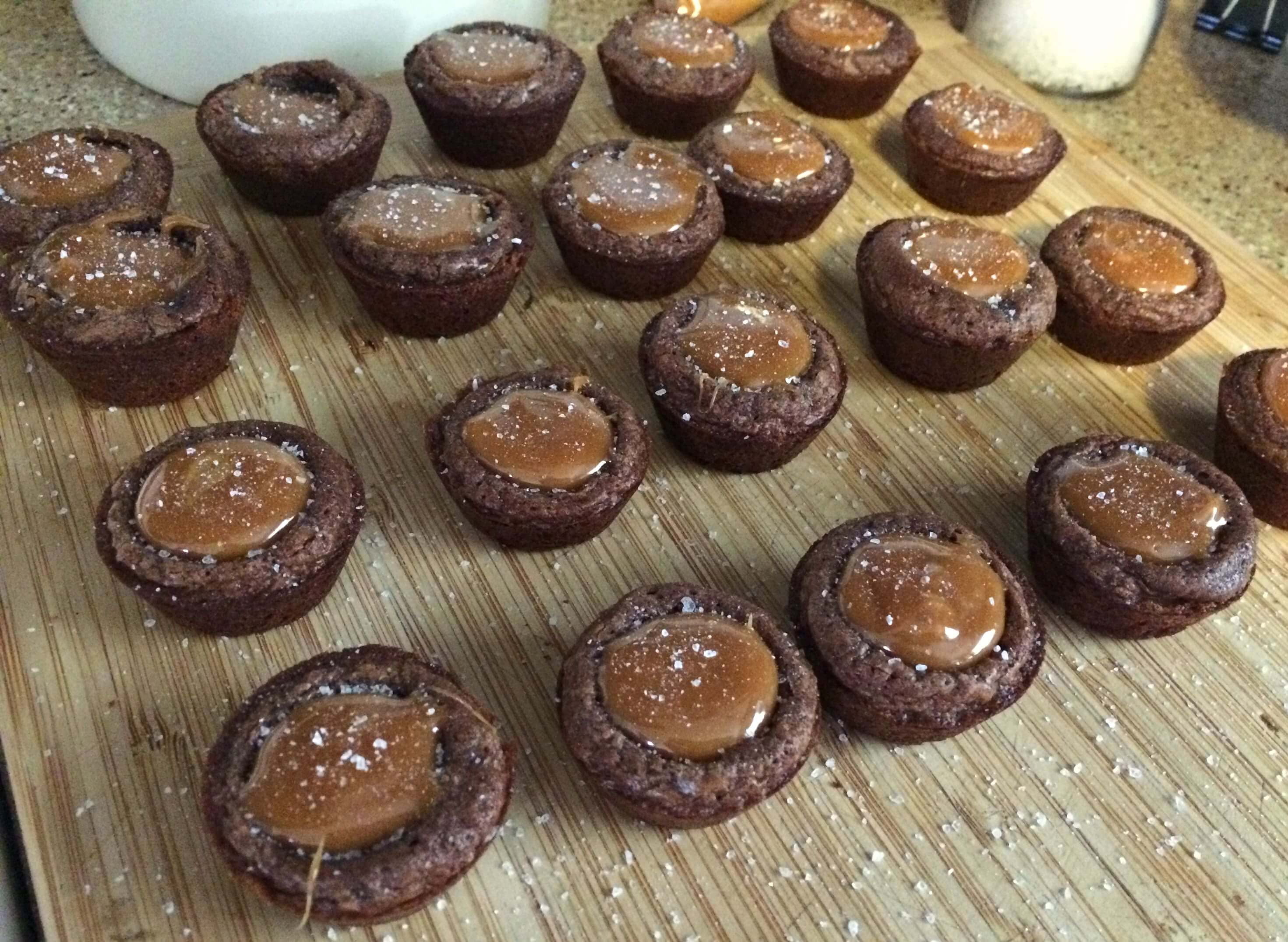 Salted Caramel Brownie Bites - Sometimes Homemade