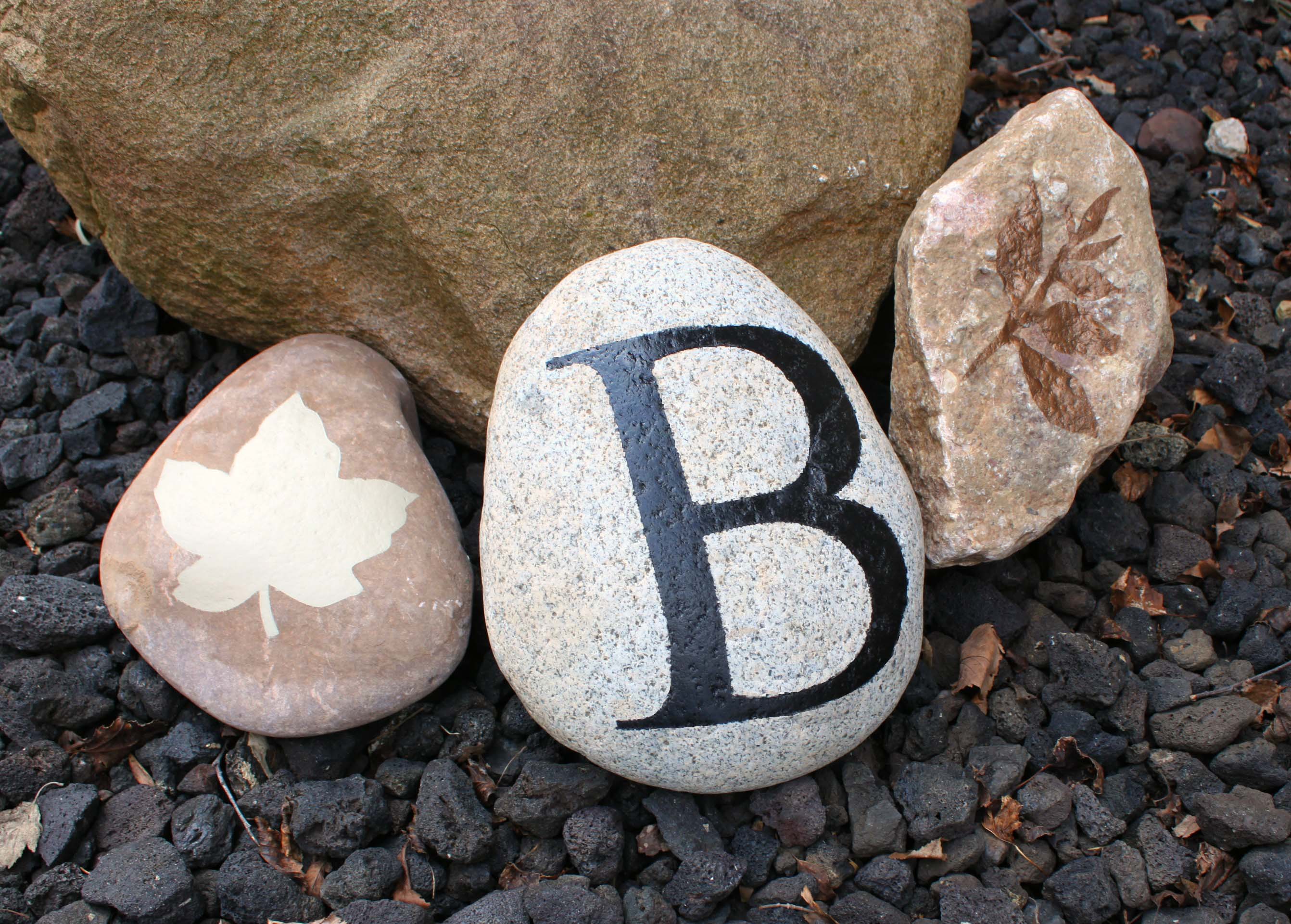 Stenciled Garden Rocks with Monogram