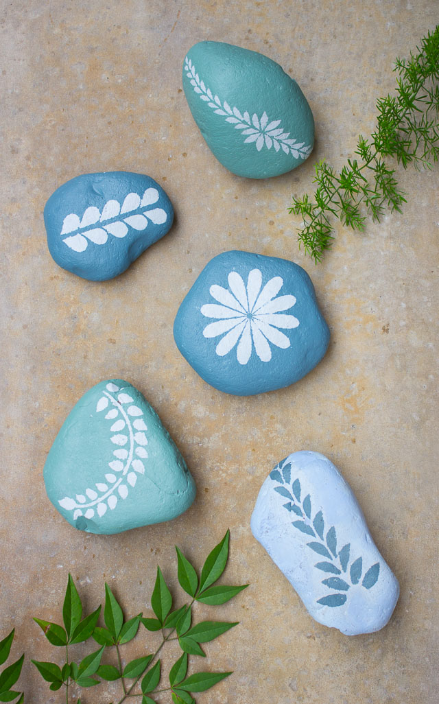 Stenciled Rocks - painted