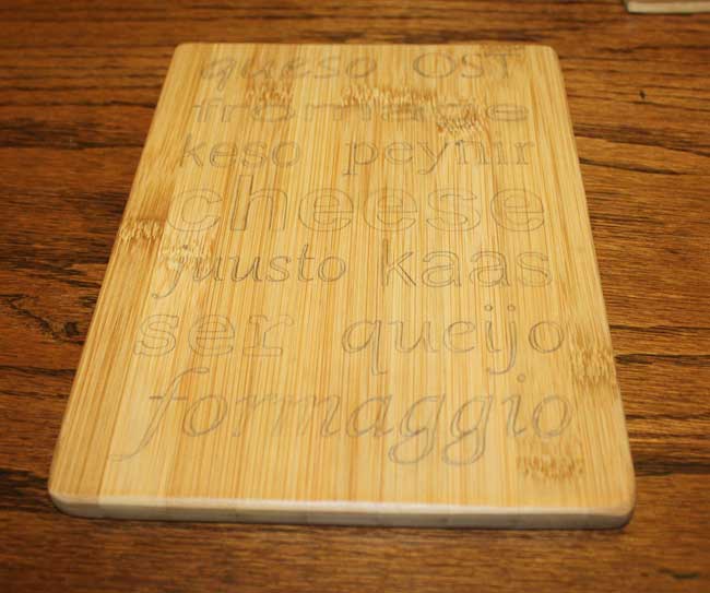 Wood Burning Cheese Tray - Cheese in different languages (traced stencil)