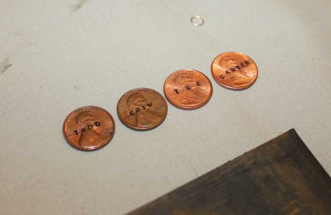 hand stamped family pennies